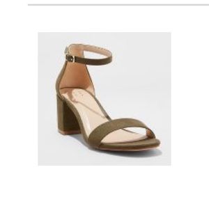 Olive Wide Width Block Heel Pumps